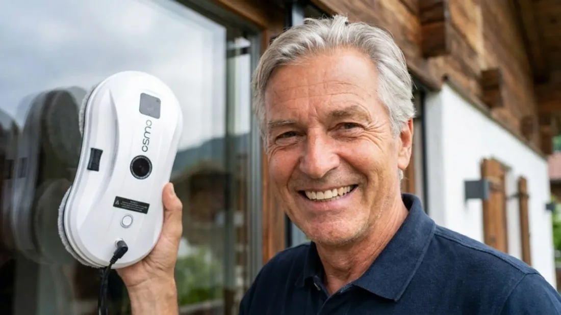 Fensterputzroboter am Glas